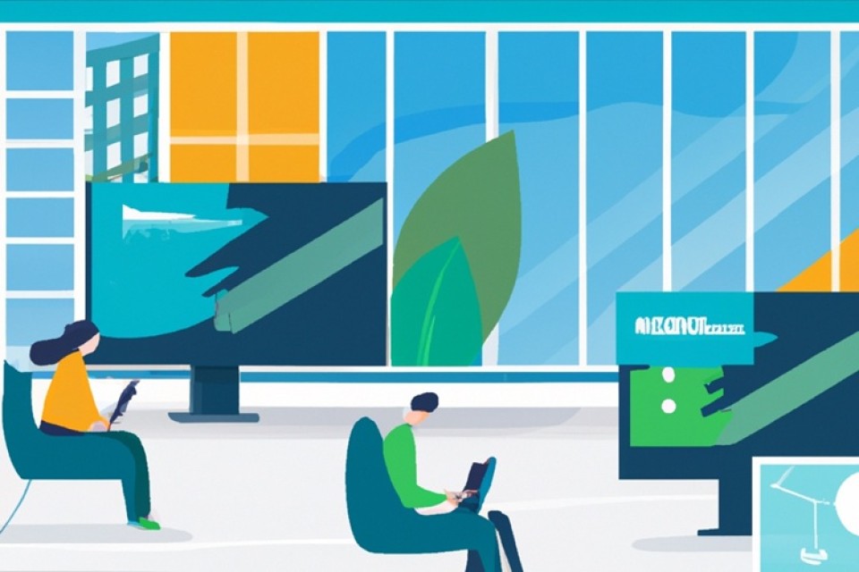 Blue,And,Green,Digital,Strategy,,Modern,Corporate,Building,Filled,With