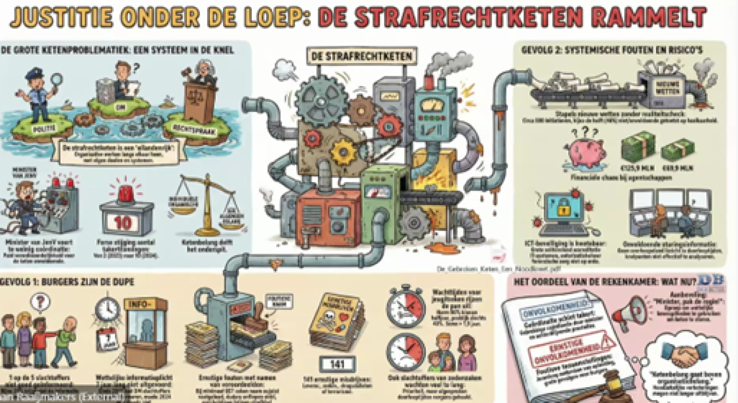 Een 120 pagina’s tellend rapport gepresenteerd als stripverhaal 'Justitie onder de leop'