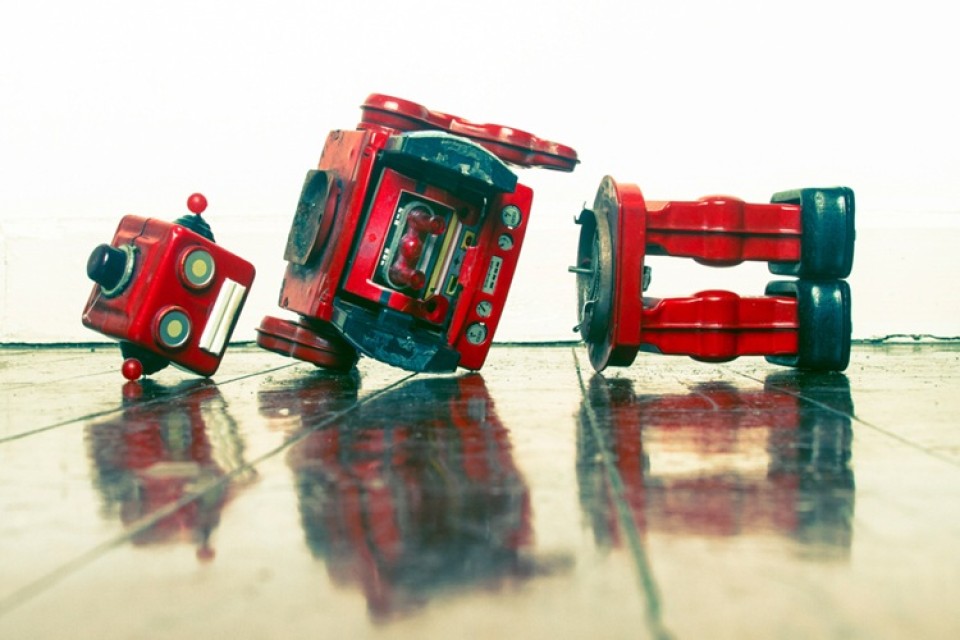 Robot in stukken uiteen gevallen