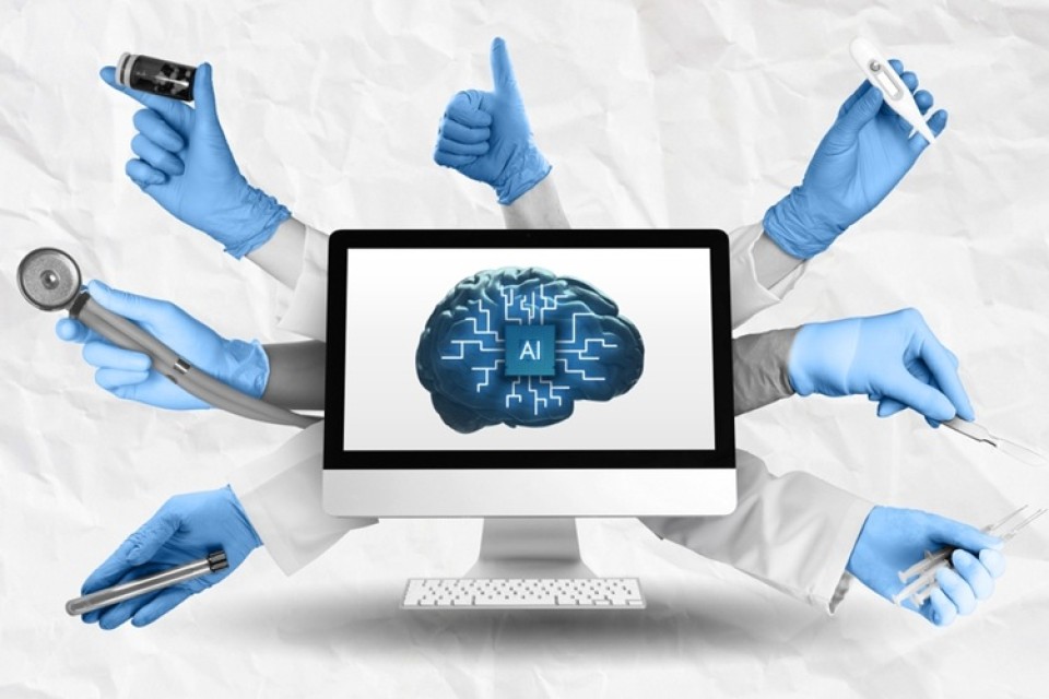 Multitasking,Medical,Ai,Assistant,Concept,Collage,Art.,Ai,Brain,Computer