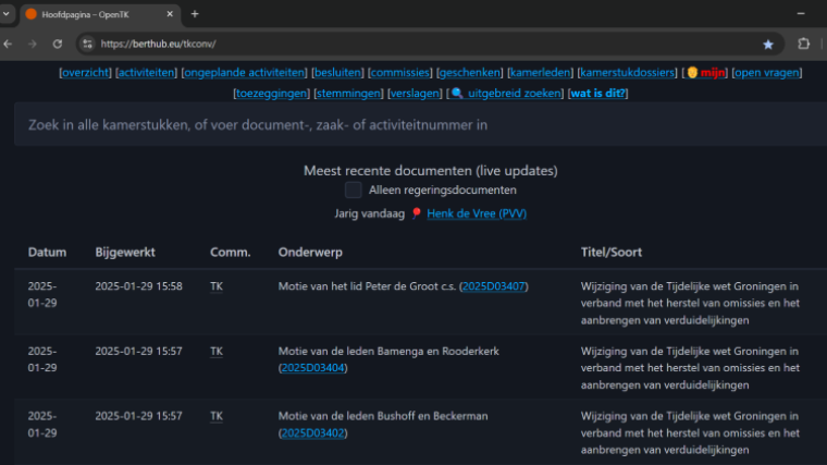 De website die live bijhoudt wat er speelt in Den Haag