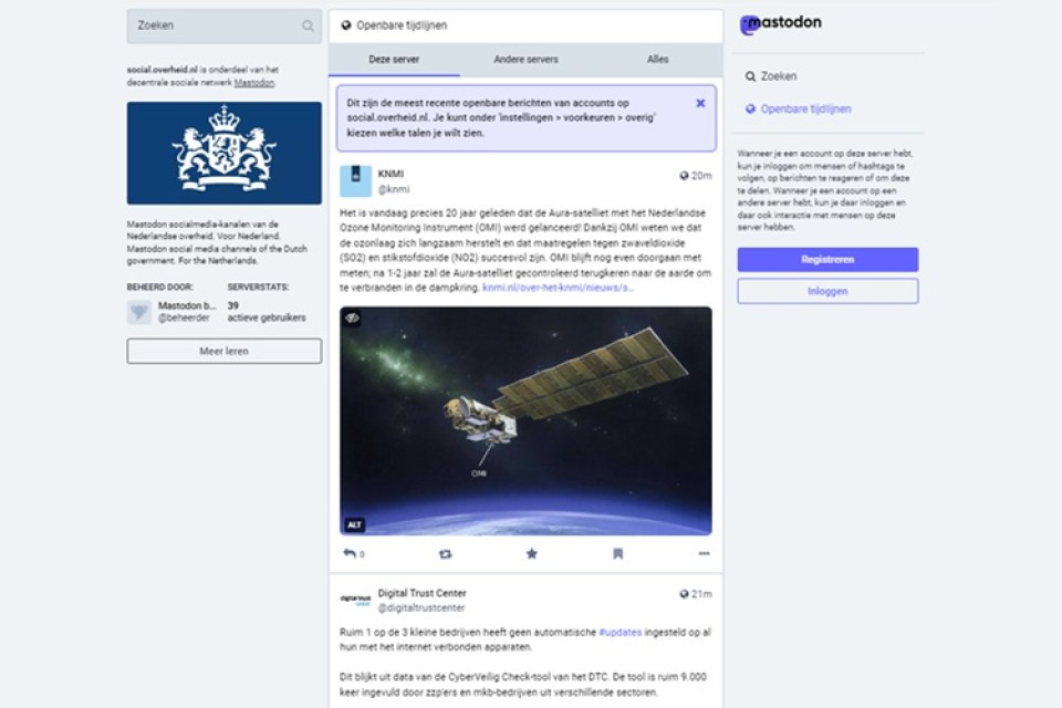 Schermafdruk Mastodon Overheid