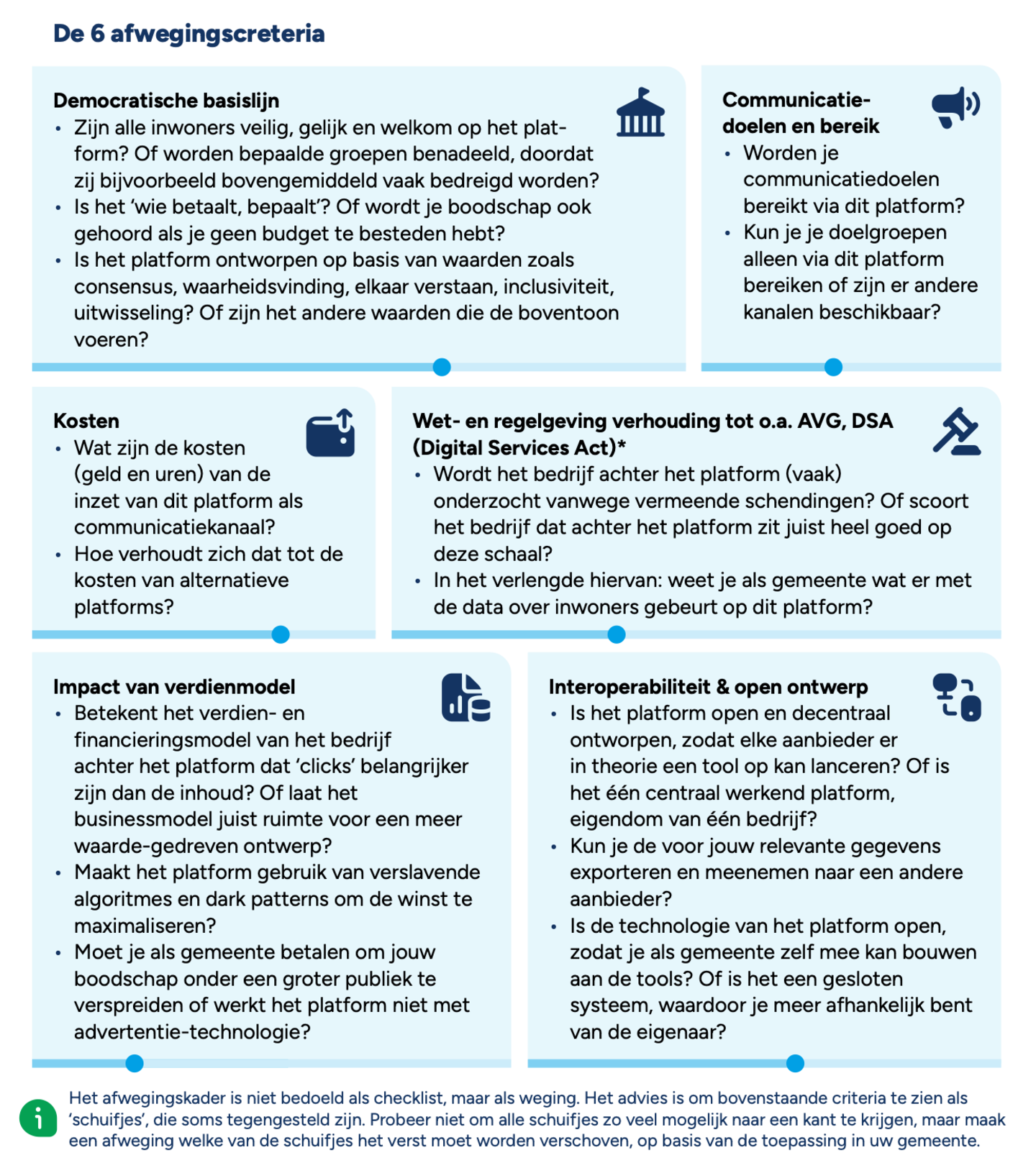 Screenshot van afwegingskader sociale media VNG
