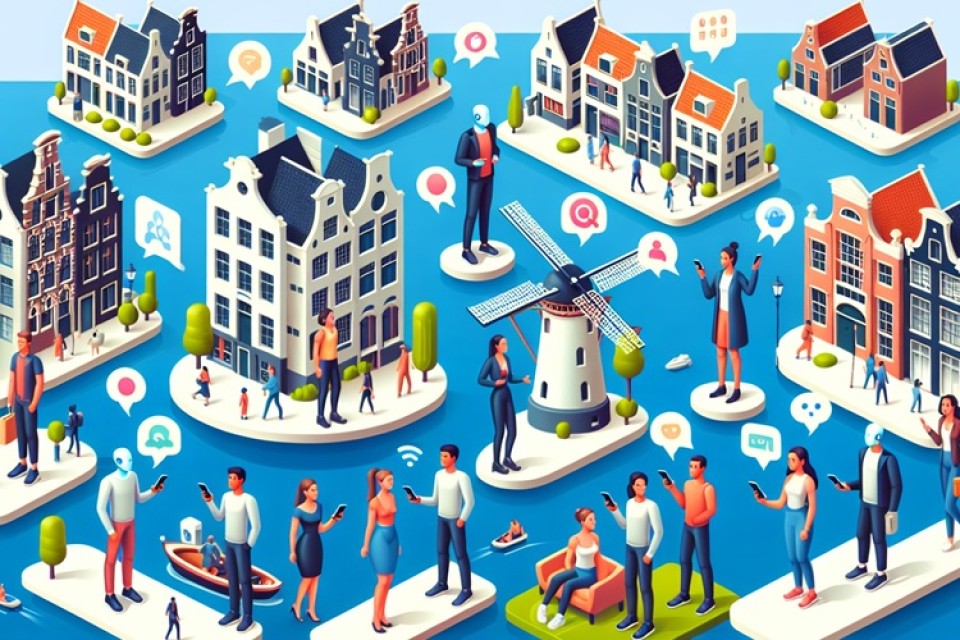 Met een smartphone in hun hand voeren mensen samen een discussie met behulp van AI